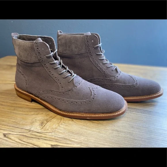 Original Penguin Grey Suede Wingtip Brogue High Original Penguin WT Brogue Boots NEW, size | Mercari main image 4